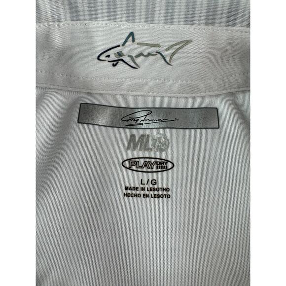 Greg Norman Polo Shirt Mens Large White Golf Short Sleeve Play Dry Performance - Picture 2 of 7